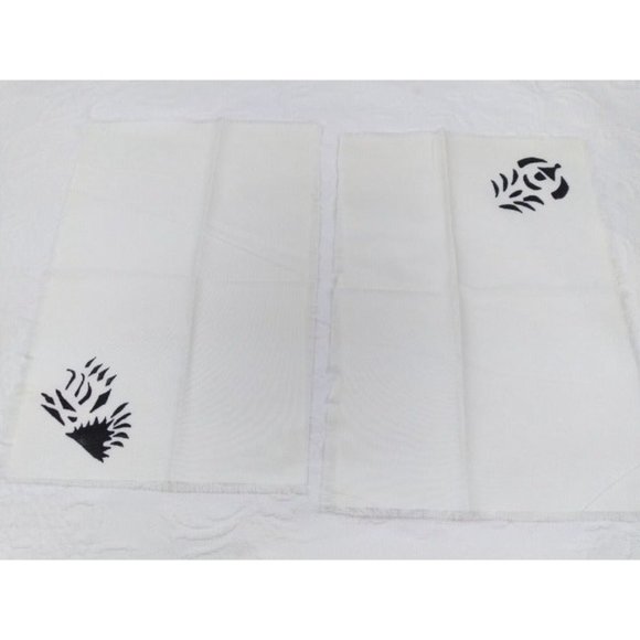 Unique Tribal? ink print rough edged dining napkins 14.5" by 10" set of 8 - Picture 6 of 12